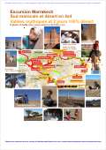 Carte et programme du circuit 4x4 Marrakech de 6 jours avec 2 jours pistes du desert dans le Sud marocain 